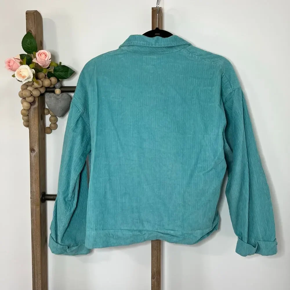 BDG Urban Outfitters Teal Corduroy Button Down Shacket Size Medium - Picture 5 of 7